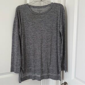 LOFT Black & White Crewneck Striped Top